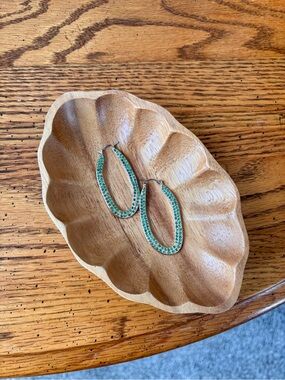 Green Crystal Oval Hoop Earrings - Women Jewelry